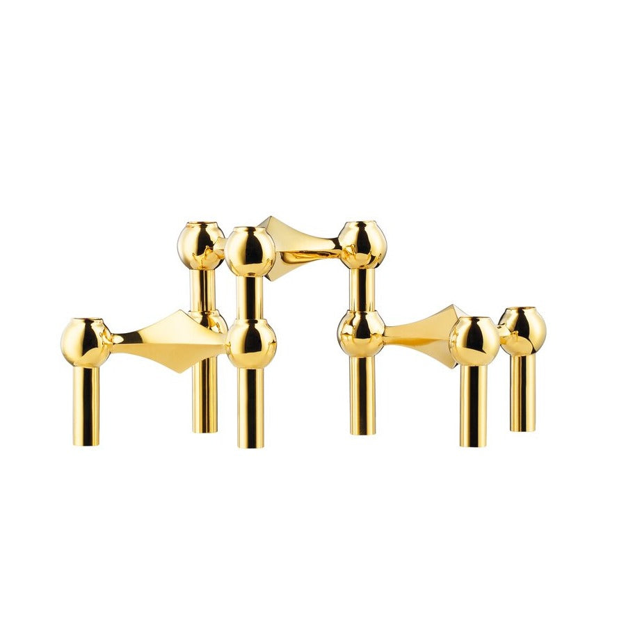 Nagel lysestage, messing - 3-pak